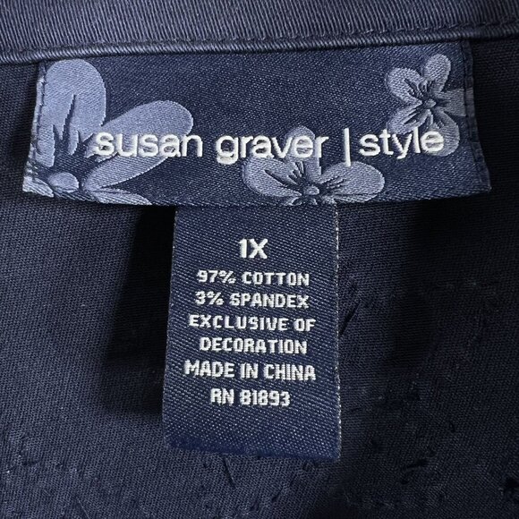 Susan Graver Womens 1X Metal Floral 3D Embellished Jacket Pockets Art To Wear - Picture 11 of 16